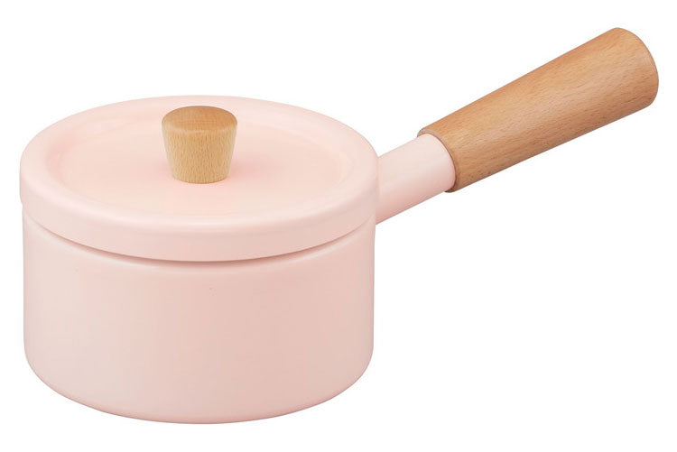 アイリスオーヤマ ミルクパン 14cm MLKP-14 ライトピンク 鍋 小鍋 セラミック鍋 天然木ハンドル くすみカラー 可愛い かわいい おしゃれ IRIS OHYAMA(代引不可)