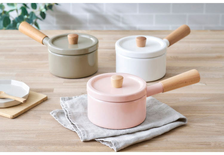 アイリスオーヤマ ミルクパン 14cm MLKP-14 ウォームグレー 鍋 小鍋 セラミック鍋 天然木ハンドル くすみカラー 可愛い かわいい おしゃれ IRIS OHYAMA(代引不可)