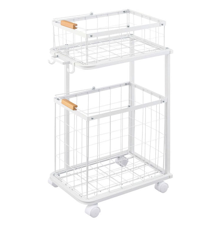 アイリスオーヤマ ランドリーバスケットワゴン2段 LBW-452 ホワイト ランドリーラック 2段 ランドリーワゴン 洗濯かご ランドリーバスケット IRIS OHYAMA(代引不可)