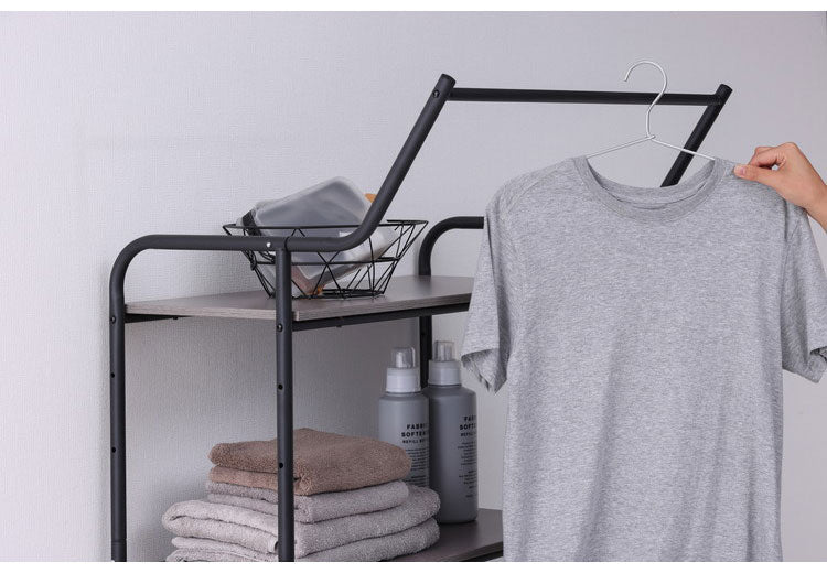 アイリスオーヤマ スタイルランドリーラック ハンガーバー付き HSLR-695R ブラック 洗濯機ラック IRIS OHYAMA(代引不可)