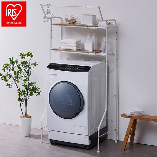 アイリスオーヤマ 伸縮スタイルランドリーラック ハンガーバー付き HSLR-EX895 ホワイト 洗濯機ラック 伸縮式 ラック 棚 IRIS OHYAMA(代引不可)
