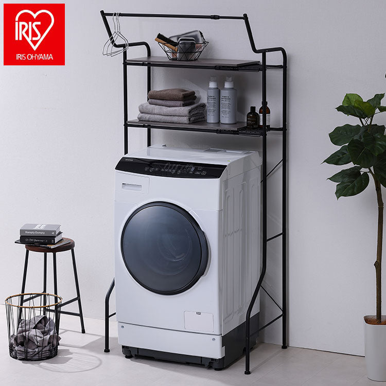 アイリスオーヤマ 伸縮スタイルランドリーラック ハンガーバー付き HSLR-EX895 ブラック 洗濯機ラック 伸縮式 ラック 棚 IRIS OHYAMA(代引不可)