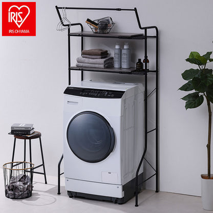 アイリスオーヤマ 伸縮スタイルランドリーラック ハンガーバー付き HSLR-EX895 ブラック 洗濯機ラック 伸縮式 ラック 棚 IRIS OHYAMA(代引不可)