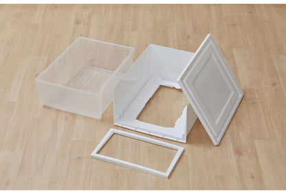 アイリスオーヤマ 収納ケース 収納ボックス 3個セット ネスティングボックスチェスト NSBC-500×3 ホワイト/クリア 押入れ収納 押し入れ収納 衣装ケース クローゼット収納 IRIS OHYAMA(代引不可)