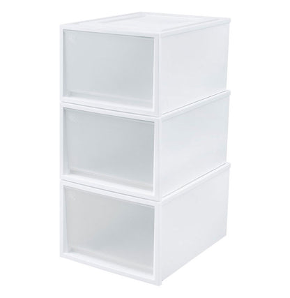 アイリスオーヤマ 収納ケース 収納ボックス 深型 3個セット ネスティングボックスチェスト NSBC-500D×3 ホワイト/クリア 押入れ収納 押し入れ収納 衣装ケース クローゼット収納 IRIS OHYAMA(代引不可)