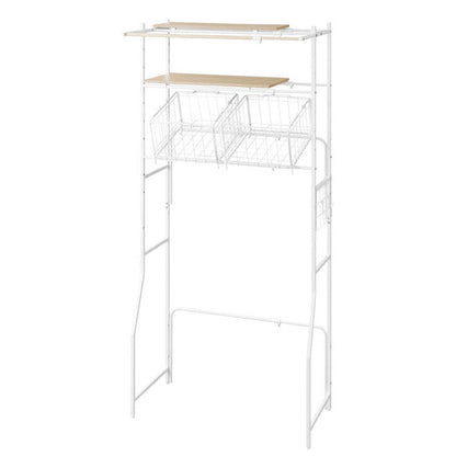 アイリスオーヤマ バスケット付き伸縮スタイルランドリーラック BSSL-860R ホワイト 洗濯かご ランドリーバスケット 洗濯機ラック 伸縮式 ラック 棚 IRIS OHYAMA(代引不可)