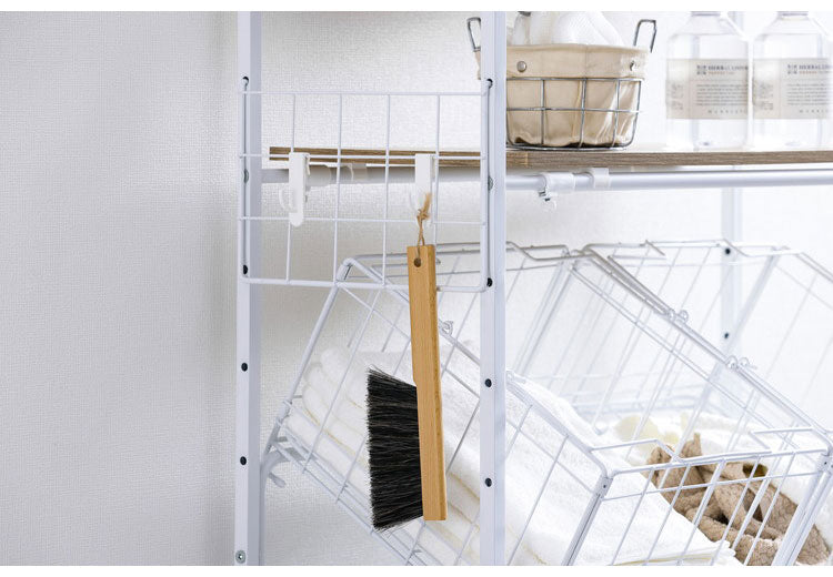 アイリスオーヤマ バスケット付き伸縮スタイルランドリーラック BSSL-860R ホワイト 洗濯かご ランドリーバスケット 洗濯機ラック 伸縮式 ラック 棚 IRIS OHYAMA(代引不可)