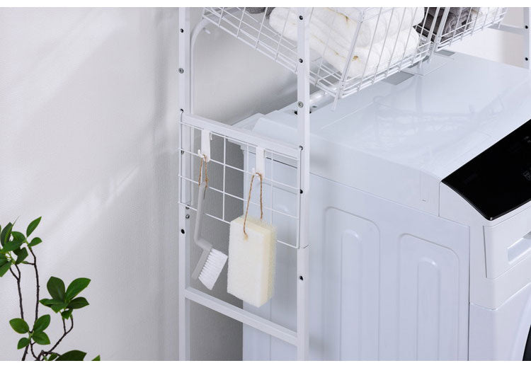 アイリスオーヤマ バスケット付き伸縮スタイルランドリーラック BSSL-860R ホワイト 洗濯かご ランドリーバスケット 洗濯機ラック 伸縮式 ラック 棚 IRIS OHYAMA(代引不可)
