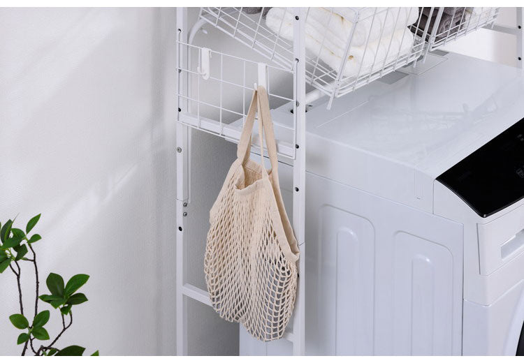 アイリスオーヤマ バスケット付き伸縮スタイルランドリーラック BSSL-860R ホワイト 洗濯かご ランドリーバスケット 洗濯機ラック 伸縮式 ラック 棚 IRIS OHYAMA(代引不可)