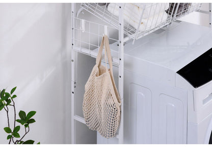 アイリスオーヤマ バスケット付き伸縮スタイルランドリーラック BSSL-860R ホワイト 洗濯かご ランドリーバスケット 洗濯機ラック 伸縮式 ラック 棚 IRIS OHYAMA(代引不可)