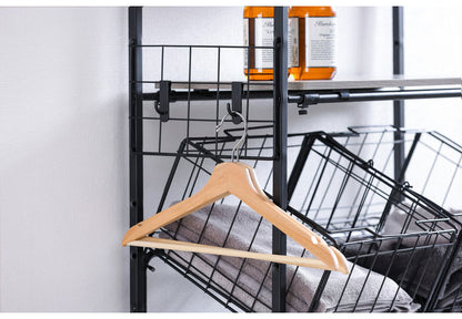 アイリスオーヤマ バスケット付き伸縮スタイルランドリーラック BSSL-860R ブラック 洗濯かご ランドリーバスケット 洗濯機ラック 伸縮式 ラック 棚 IRIS OHYAMA(代引不可)