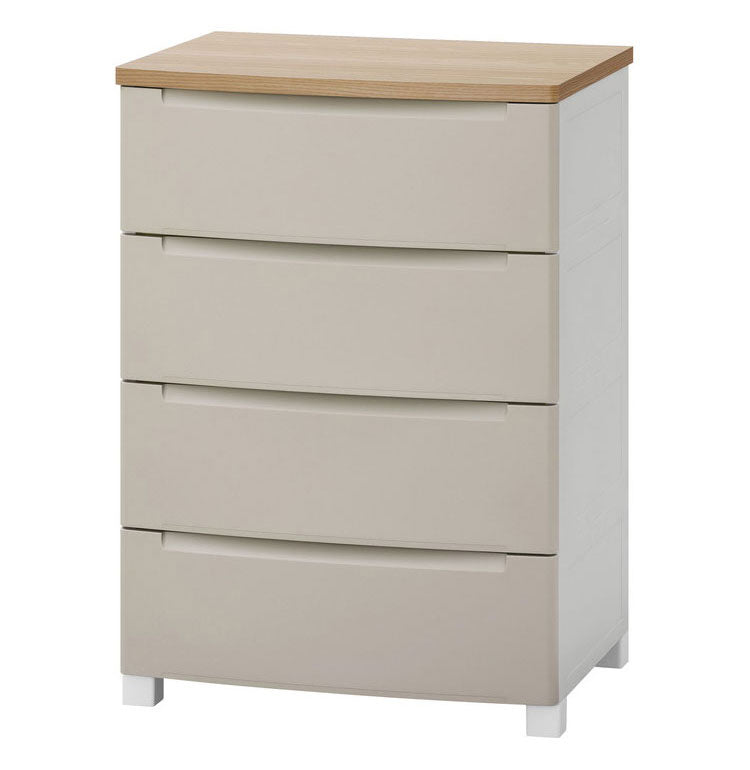 アイリスオーヤマ ウッドトップノックダウンチェスト 幅56cm 4段 KDMG-564WT ベージュ 木目調 天板 収納ケース リビングチェスト クローゼット ウッドトップチェスト IRIS OHYAMA(代引不可)