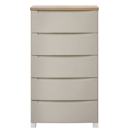 アイリスオーヤマ ウッドトップノックダウンチェスト 幅56cm 5段 KDMG-565WT ベージュ 木目調 天板 収納ケース リビングチェスト クローゼット ウッドトップチェスト IRIS OHYAMA(代引不可)