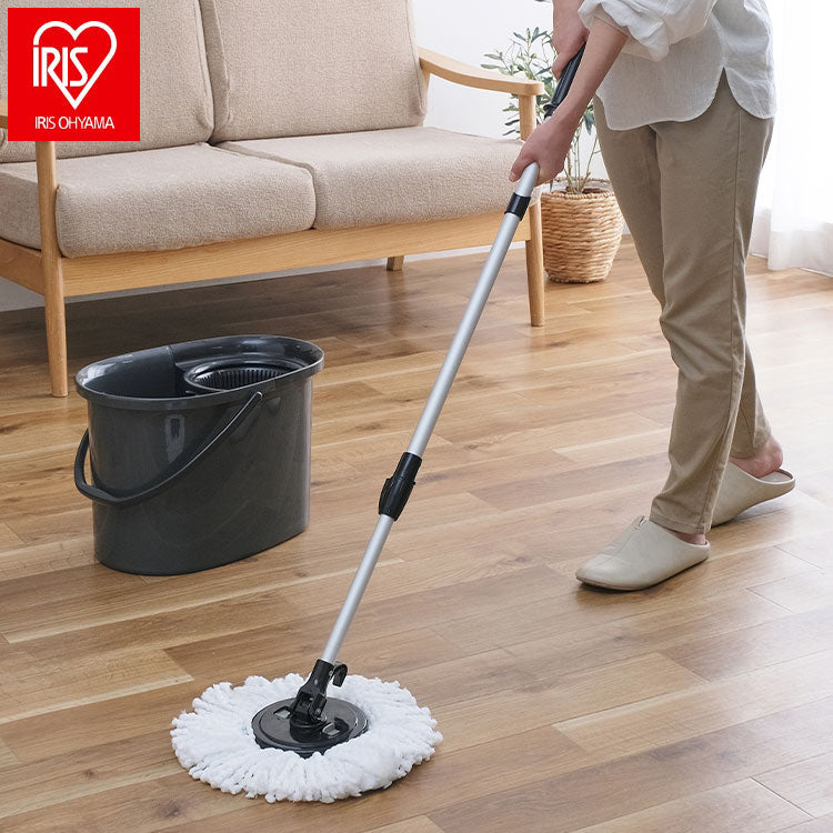 アイリスオーヤマ 回転モップ手回しタイプ KMT-420 ダークグレー 水切りしやすい手回しタイプ IRIS OHYAMA(代引不可)