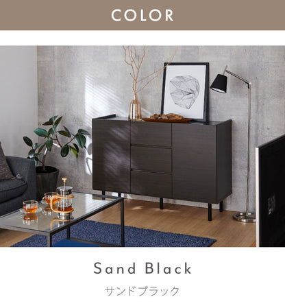 北欧風 キャビネット 幅125 オーク 日本製 完成品 引き出し3段 おしゃれ カウンター 間仕切り 国産 ナチュラル 木目 オレフィン 脚付き 収納 チェスト リビング 収納 スチール脚(代引不可)