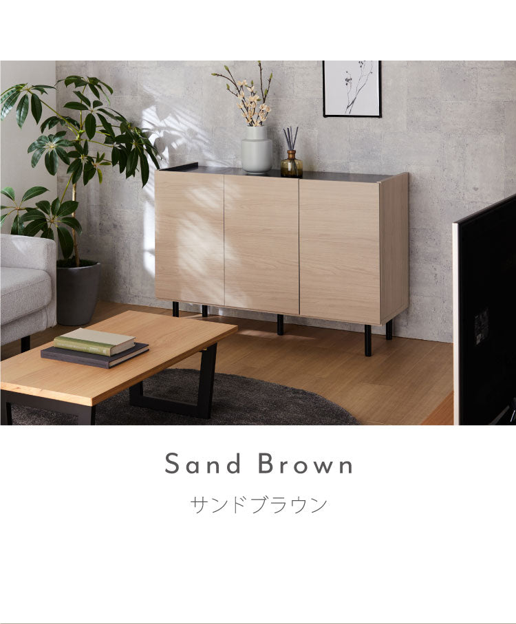 北欧風 キャビネット 幅125 オーク 日本製 完成品 木製 おしゃれ カウンター 間仕切り 国産 ナチュラル 木目 オレフィン 脚付き 収納 チェスト リビング 収納 スチール脚(代引不可)