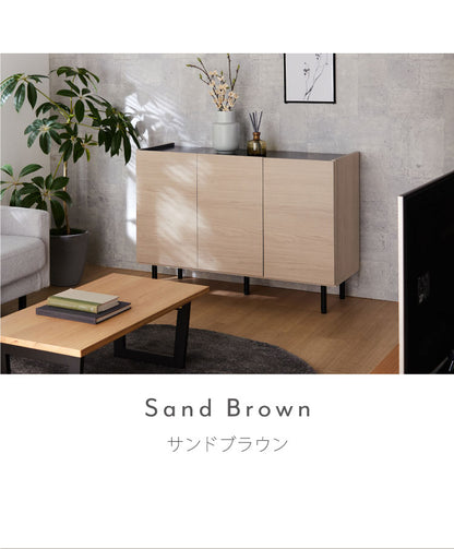 北欧風 キャビネット 幅125 オーク 日本製 完成品 木製 おしゃれ カウンター 間仕切り 国産 ナチュラル 木目 オレフィン 脚付き 収納 チェスト リビング 収納 スチール脚(代引不可)