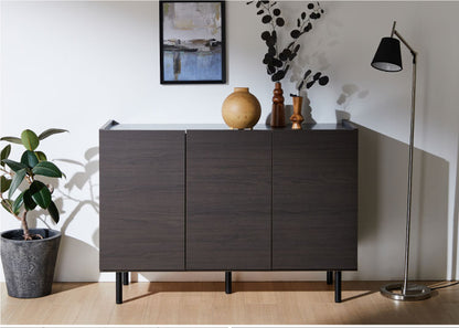 北欧風 キャビネット 幅125 オーク 日本製 完成品 木製 おしゃれ カウンター 間仕切り 国産 ナチュラル 木目 オレフィン 脚付き 収納 チェスト リビング 収納 スチール脚(代引不可)