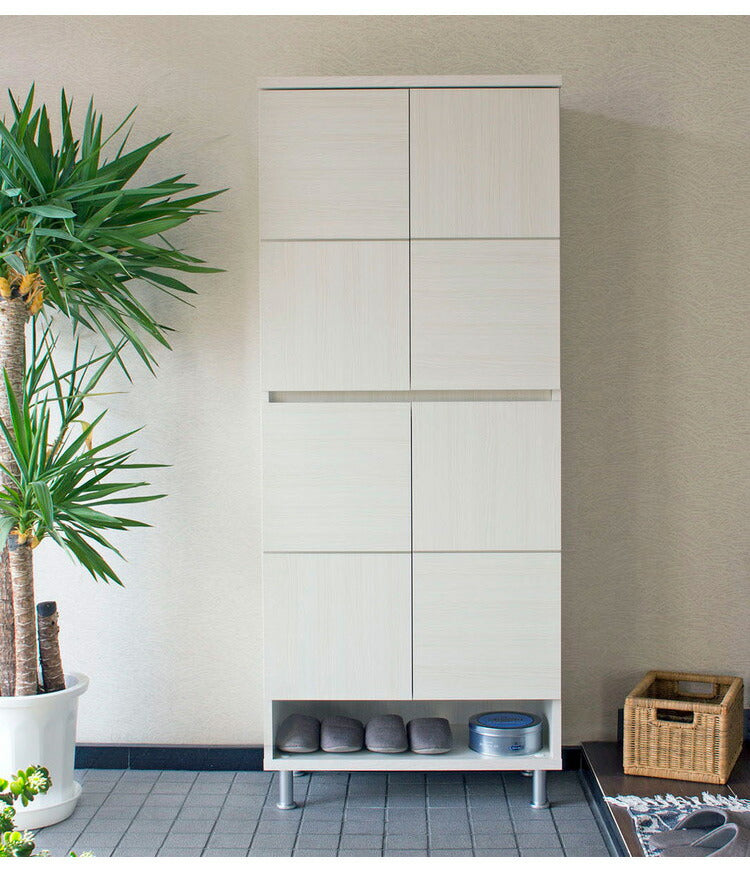 シューズボックス 下駄箱 靴箱 完成品 幅72.5×奥行37.5×高さ177cm MOISS加工 木製 脚付き エントランス 玄関 収納 棚 靴 シューズ ハイタイプ 可動 高さ調節 消臭 おしゃれ 北欧 大容量 日本製 国産(代引不可)