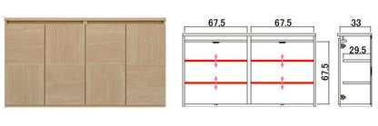 収納棚 キャビネット 本棚 日本製 完成品 絵本棚 サイドボード スリム 扉付き ラック幅144.5×奥行37×高さ79.5cm 2段 カウンター下収納 書棚 棚 扉 リビングボード 収納ボックス 北欧(代引不可)
