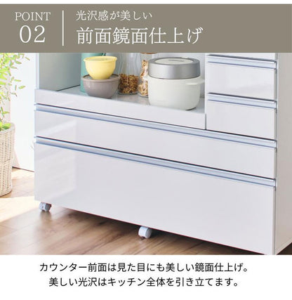 大型電子レンジが入る ステンレス キッチンカウンター 5段 幅60食器棚 完成品 引き出し ステンレス天板 コンパクト 家電収納 レンジ台 キッチン収納 キッチンラック カップボード キャスター