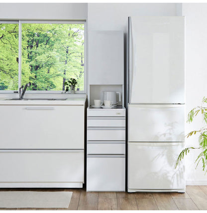 ステンレス キッチン収納棚 スリム 隙間収納 40cm 幅40cm 日本製 すき間収納 鏡面 ホワイト ルミナーレ 可動棚 引き出し おしゃれ シンプル モダン 一人暮らし キッチン収納 収納棚 スリム収納(代引不可)