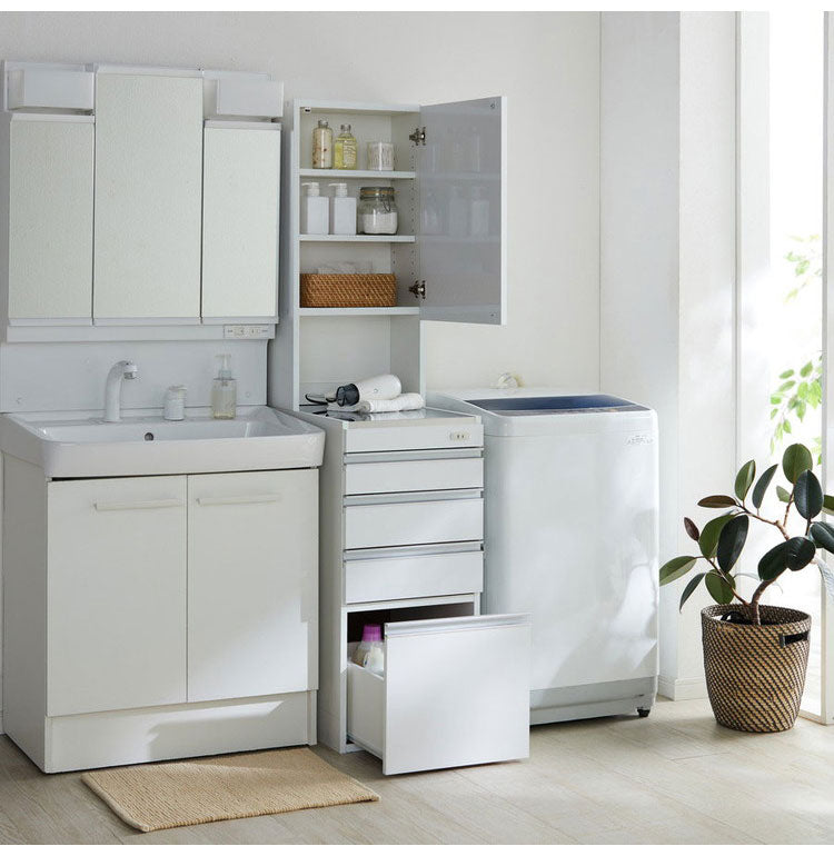 ステンレス キッチン収納棚 スリム 隙間収納 40cm 幅40cm 日本製 すき間収納 鏡面 ホワイト ルミナーレ 可動棚 引き出し おしゃれ シンプル モダン 一人暮らし キッチン収納 収納棚 スリム収納(代引不可)