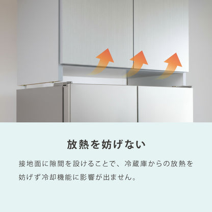 冷蔵庫上 突っ張り 日本製 冷蔵庫上収納 耐震加工 収納 幅59cm 光沢仕上げ シルバー 高さ調節機能付き キッチン小物収納 キッチン収納 水切り 日本製 完成品ストッカー キッチンストッカー(代引不可)