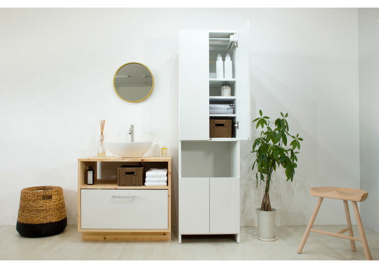 洗面所 収納 ランドリー収納 スライド式ハンガー 日本製 完成品 間収納 ランドリーチェスト 収納棚 サニタリー収納 薄型 サニタリーチェスト ランドリーラック 洗面所収納(代引不可)