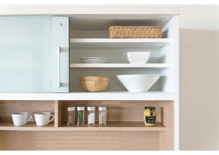 食器棚 幅100cm 奥行45cm 高さ85cm 完成品 棚 国産 日本製 キッチンボード ダイニングボード カップボード レンジボード 引き戸 スライド 一人暮らし 新生活 収納(代引不可)