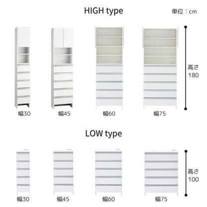 日本製 鏡面仕上げの高級ランドリーチェスト チェスト 幅30cm 高さ100cm 背面化粧仕上げ 完成品 開梱設置無料 薄型 棚 ランドリーチェスト ランドリーラック