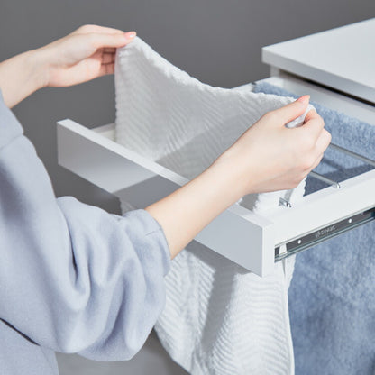 日本製 完成品 ちょい干しできる ランドリーチェスト スライドレール ハンガー付き 幅40cm 奥行 40cm ランドリーラック すき間収納 北欧 おしゃれ インテリア ランドリー サニタリー(代引不可)