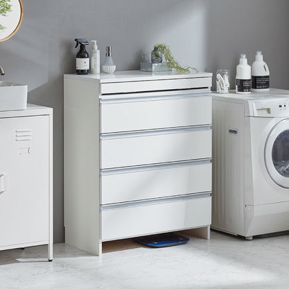 日本製 完成品 ちょい干しできる ランドリーチェスト スライドレール ハンガー付き 幅79cm 奥行 40cm ランドリーラック すき間収納 北欧 おしゃれ インテリア ランドリー サニタリー(代引不可)