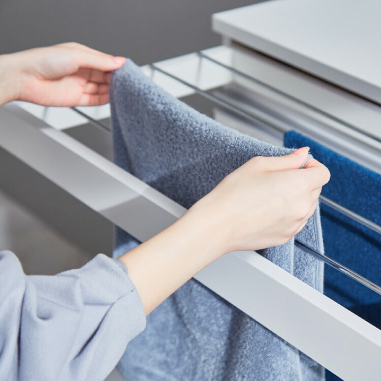 日本製 完成品 ちょい干しできる ランドリーチェスト スライドレール ハンガー付き 幅79cm 奥行 40cm ランドリーラック すき間収納 北欧 おしゃれ インテリア ランドリー サニタリー(代引不可)