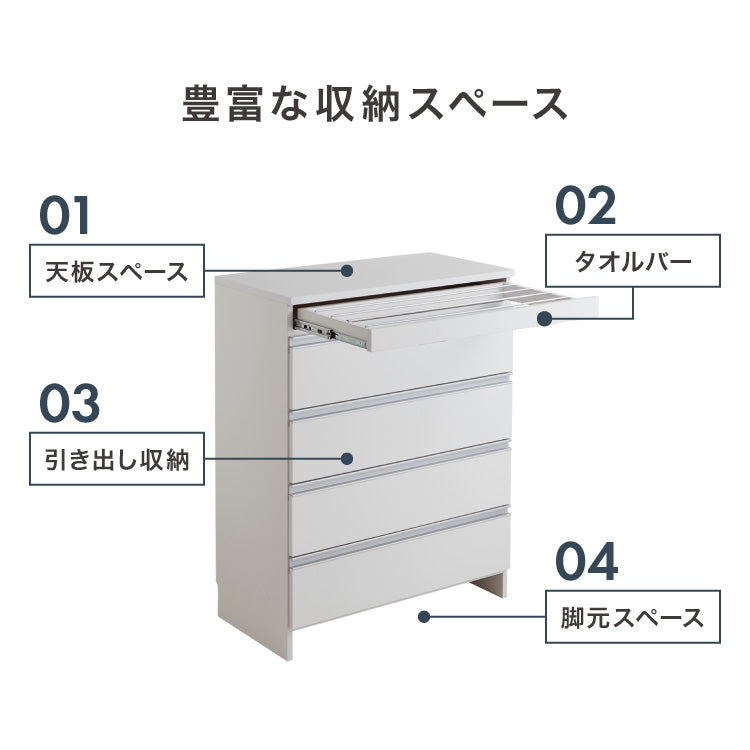 日本製 完成品 ちょい干しできる ランドリーチェスト スライドレール ハンガー付き 幅79cm 奥行 40cm ランドリーラック すき間収納 北欧 おしゃれ インテリア ランドリー サニタリー(代引不可)
