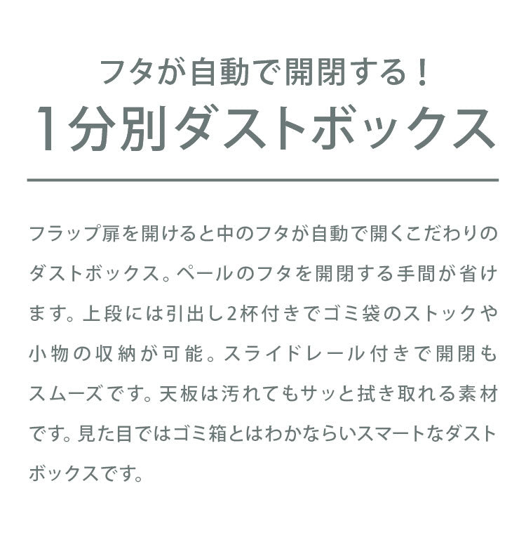 ゴミ箱 隠す収納 キッチンカウンター 1分別 蓋が自動開閉 スライドレール付き完成品 日本製 ペールワゴン ペールストッカー ダストボックス レンジ台 レンジラック(代引不可)