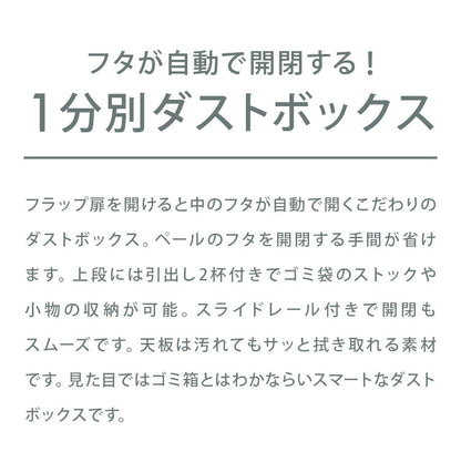 ゴミ箱 隠す収納 キッチンカウンター 1分別 蓋が自動開閉 スライドレール付き完成品 日本製 ペールワゴン ペールストッカー ダストボックス レンジ台 レンジラック(代引不可)