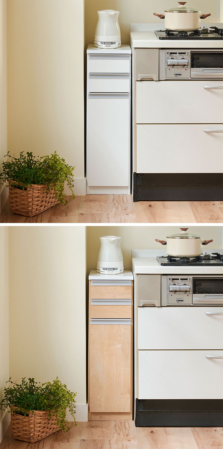 ゴミ箱 隠す収納 キッチンカウンター 1分別 蓋が自動開閉 スライドレール付き完成品 日本製 ペールワゴン ペールストッカー ダストボックス レンジ台 レンジラック(代引不可)