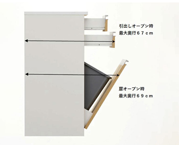 ゴミ箱 隠す収納 キッチンカウンター 2分別 蓋が自動開閉 スライドレール付き完成品 日本製 ペールワゴン ペールストッカー ダストボックス レンジ台 レンジラック(代引不可)