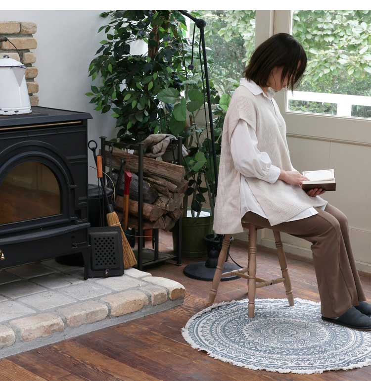 ロースツール スツール 天然木 木製 丸 椅子 一人用 チェア チェアー イス いす 1Pチェア リラックスチェア バースツール バーチェア カウンターチェア カフェ風(代引不可)