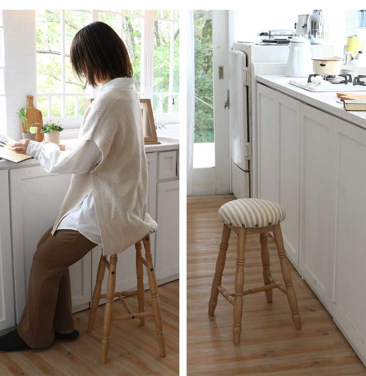 ロースツール スツール 天然木 木製 丸 椅子 一人用 チェア チェアー イス いす 1Pチェア リラックスチェア バースツール バーチェア カウンターチェア カフェ風(代引不可)