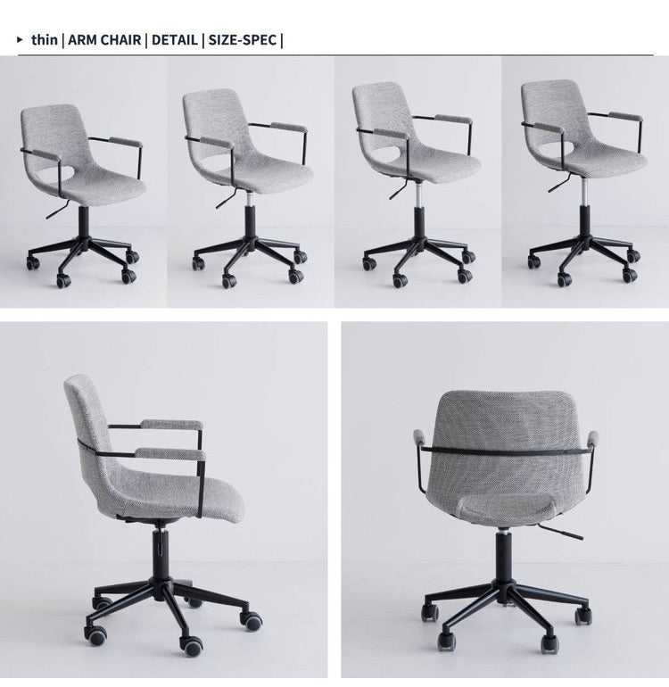 オフィスチェア アームチェア 高さ調節 肘置き 肘掛け キャスター付き 昇降式 コンパクト 背もたれ パソコンチェア 書斎 おしゃれ 北欧 スチール スタイリッシュ(代引不可)