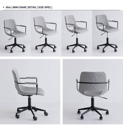 オフィスチェア アームチェア 高さ調節 肘置き 肘掛け キャスター付き 昇降式 コンパクト 背もたれ パソコンチェア 書斎 おしゃれ 北欧 スチール スタイリッシュ(代引不可)