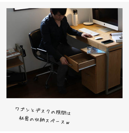 デスクチェスト 幅34cm 収納 天然木 おしゃれ 北欧 スチール キャスター付き サイドチェスト サイドワゴン オフィス 家具 学習机 PCデスク(代引不可)