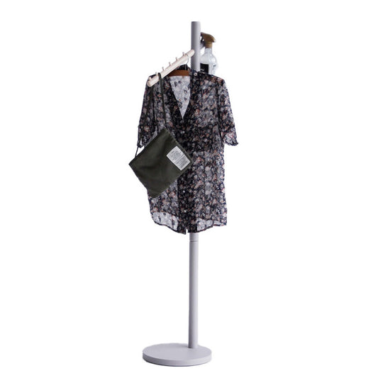 ポールハンガー グレージュ ハンガーラック 衣類収納 天然木 木製 シンプル おしゃれ 北欧 スリム 省スペース コートハンガー ハンガーポール 子供部屋 玄関 帽子掛け(代引不可)