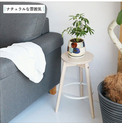 スツール 椅子 高さ45cm 木製 ロースツール スチール 金属 丸 ラウンド 低め コンパクト 無垢材 花台 観葉植物 サイドテーブル イス いす 北欧 おしゃれ(代引不可)