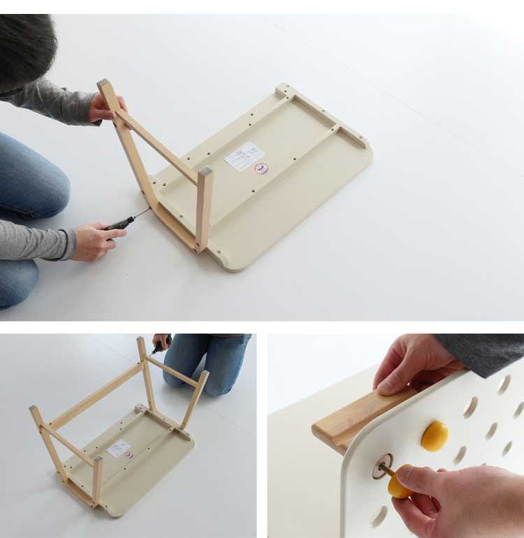 子供用 机 デスク 子供テーブル キッズデスク 木製 リビング学習 学習机 勉強机 お絵かき 有孔ボード 棚板 Kids Desk -emy- ILT-3641(代引不可)