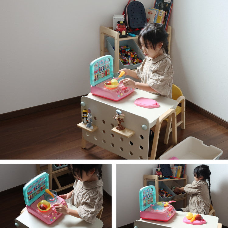 子供用 机 デスク 子供テーブル キッズデスク 木製 リビング学習 学習机 勉強机 お絵かき 有孔ボード 棚板 Kids Desk -emy- ILT-3641(代引不可)