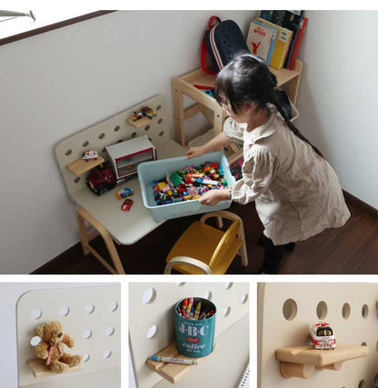 子供用 机 デスク 子供テーブル キッズデスク 木製 リビング学習 学習机 勉強机 お絵かき 有孔ボード 棚板 Kids Desk -emy- ILT-3641(代引不可)
