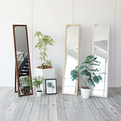 スタンドミラー インセットミラー 飛散防止対策 姿見ミラー シンプル 鏡 木製ミラー 全身ミラー(代引不可)